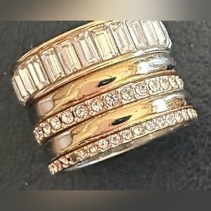Pretty stacked ring with gold ( not real lol) and CZ
